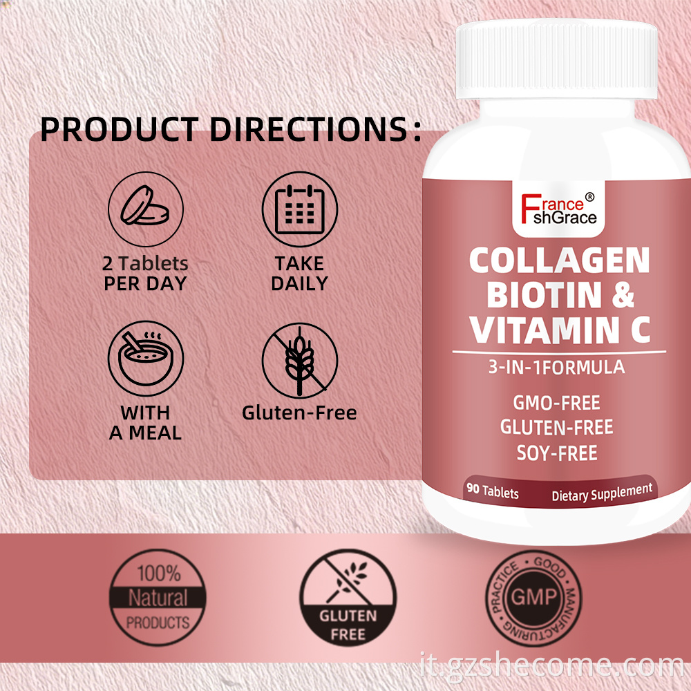 Collagen Peptides Biotin Vitamin C Tablets8